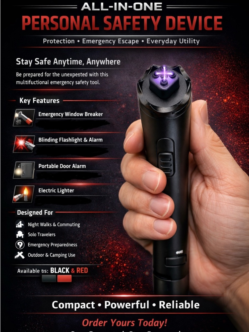 Multifunctional Emergency Safety Tool - Red